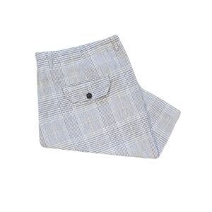 Perry Ellis Men's Gray Plaid Linen Shorts